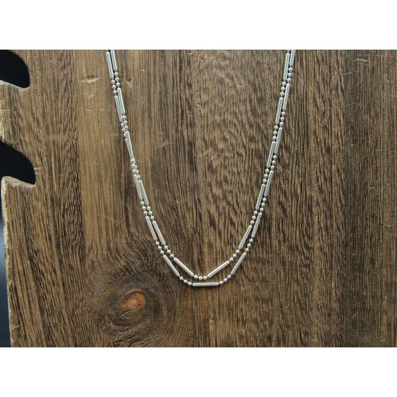 Jewelry - 60" Sterling Silver Very Long Line And Dot Pattern Necklace Vintage Minimalist